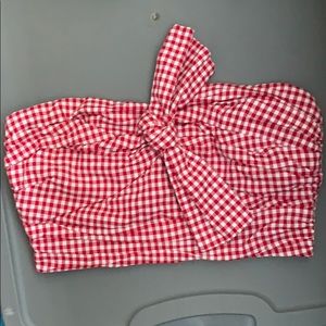 Cropped bandeau checker top